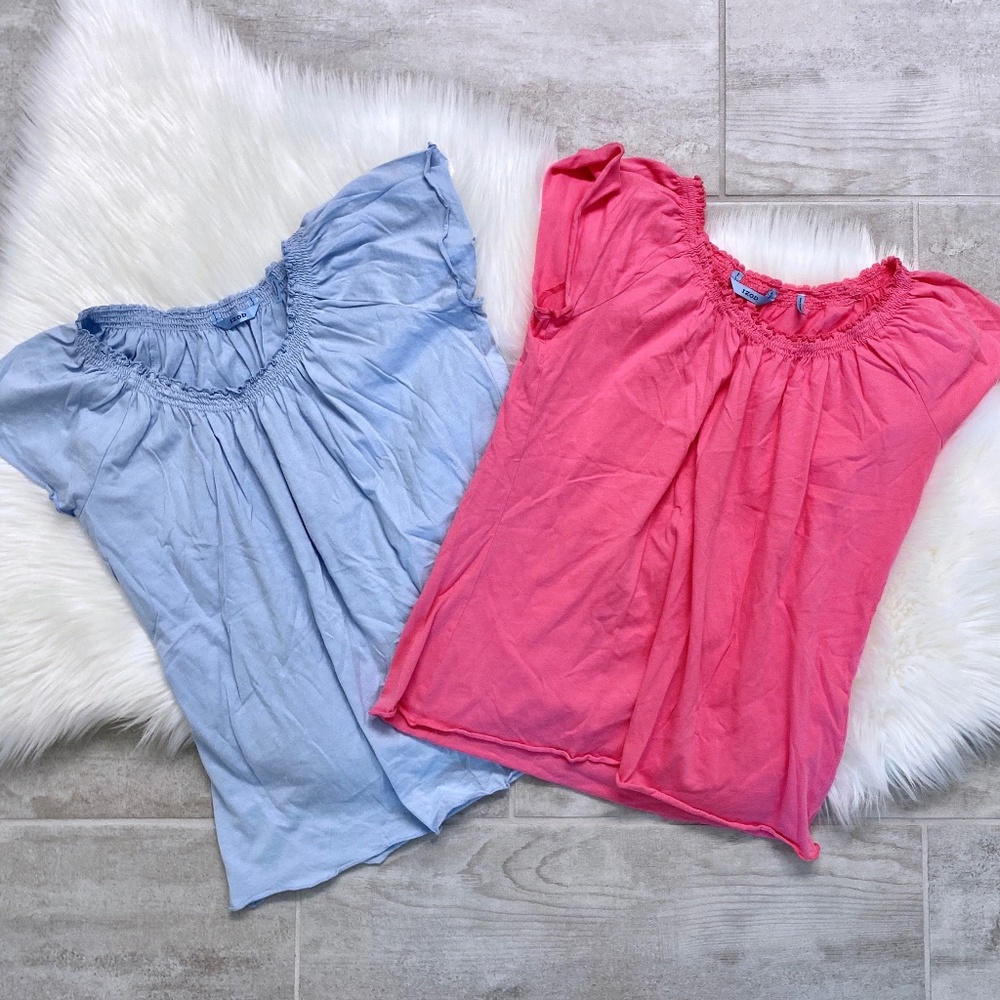 IZOD Two Pink and Blue Cap Sleeve Tops